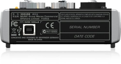 67ee5f26dcdc16707dcaa99ba72557a636b41dd64faad6fa88c30.jpg Behringer 302USB Premium 5-Input Analog Audio Mixer with XENYX Mic Preamp and USB/Audio Interface, Black