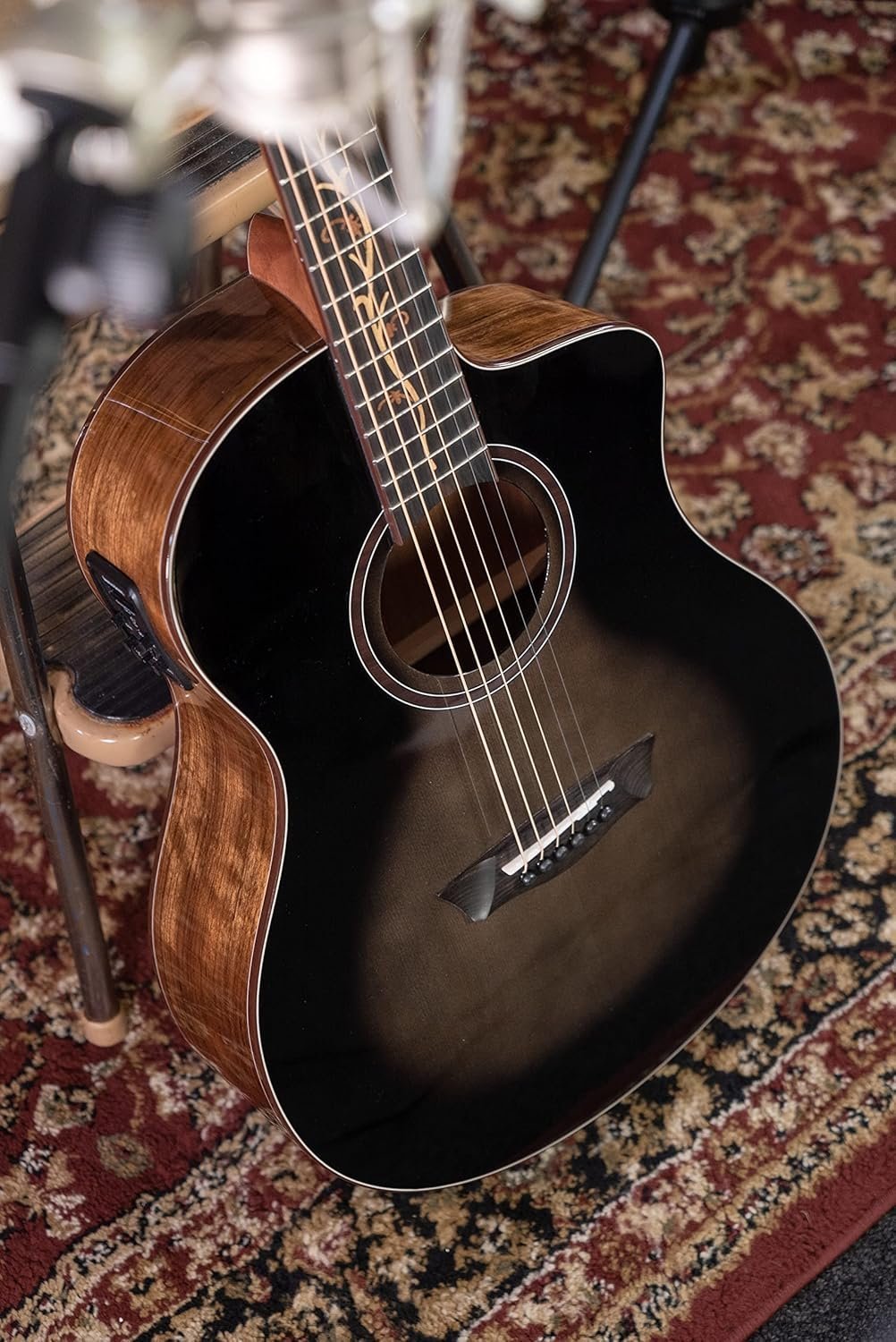 Washburn Bella Tono Vite S9V Electro-Acoustic Guitar BTS9VCECH-D-U With Gig Bag - Gloss Charcoal Burst