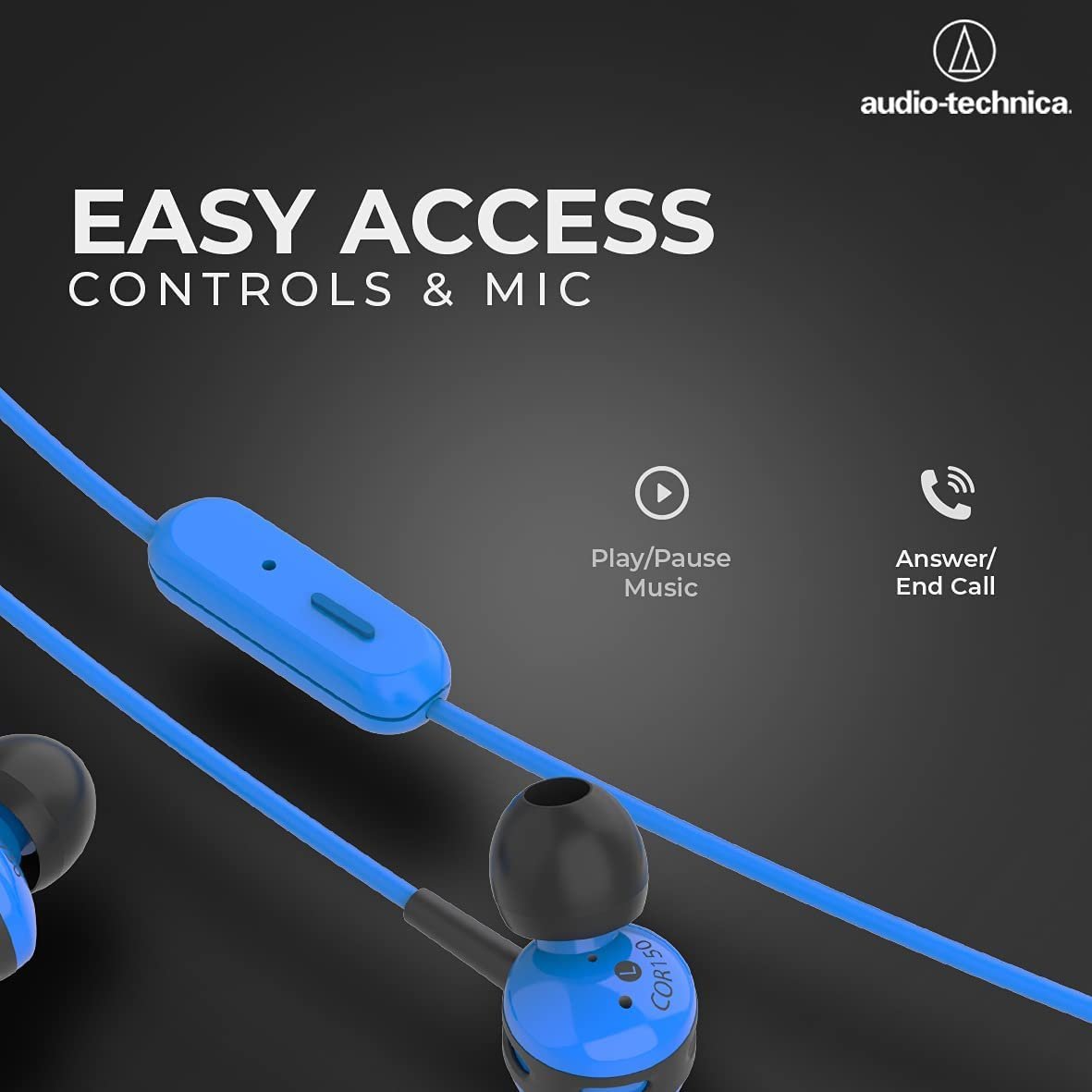 67ee6ea367852fc4299a45aa2dc4c5ab32ab0746b7dbe1b478b9b.jpg Audio-Technica COR150IS BL Sonic Sport in-Ear Wired Earphone with HD Sound 8.5mm Powerful Drivers Sound Isolation & in line Controls with Mic (Blue)