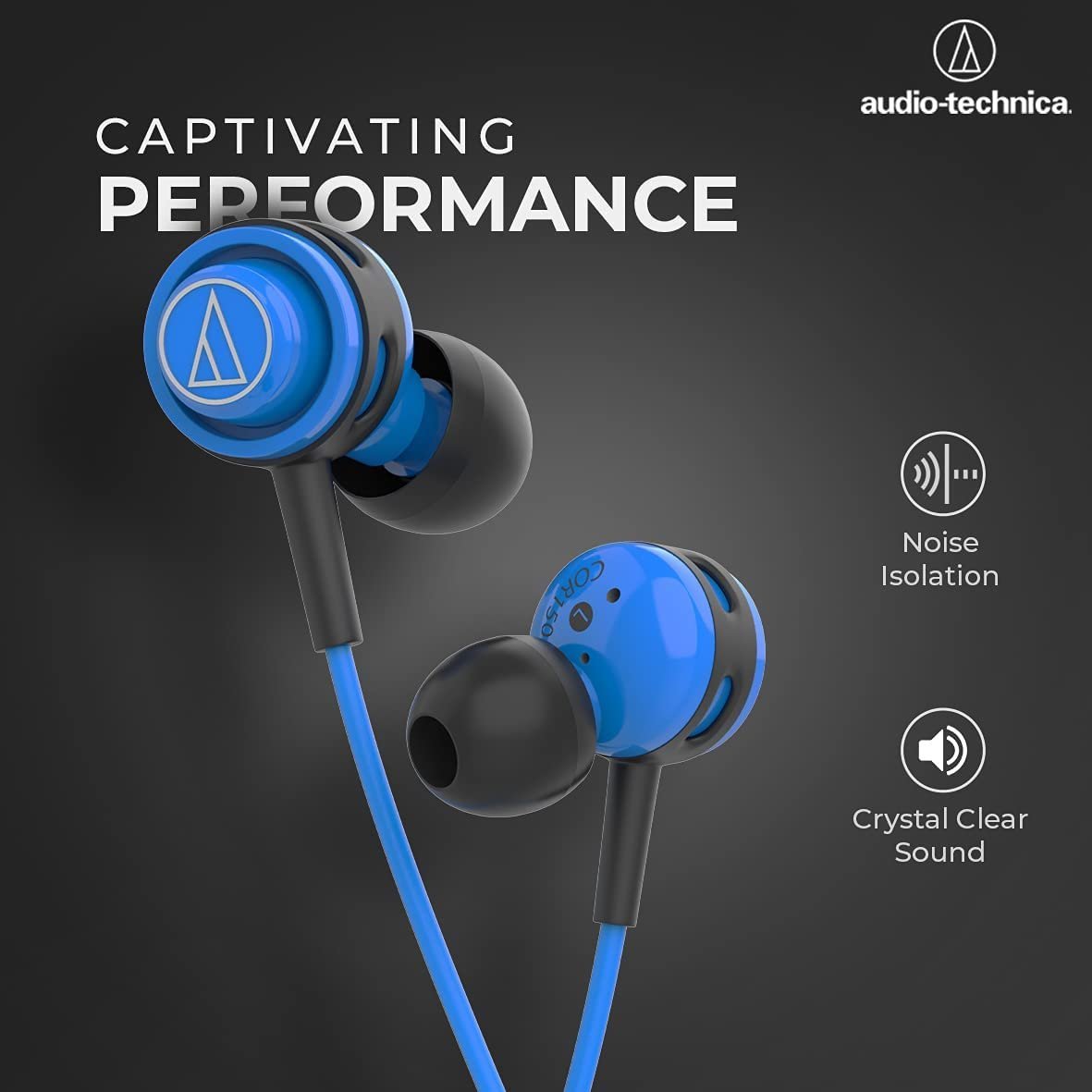 67ee6ea52699dbbba426f0e3581877b4a4891c0ee3cbfa02a2dee.jpg Audio-Technica COR150IS BL Sonic Sport in-Ear Wired Earphone with HD Sound 8.5mm Powerful Drivers Sound Isolation & in line Controls with Mic (Blue)