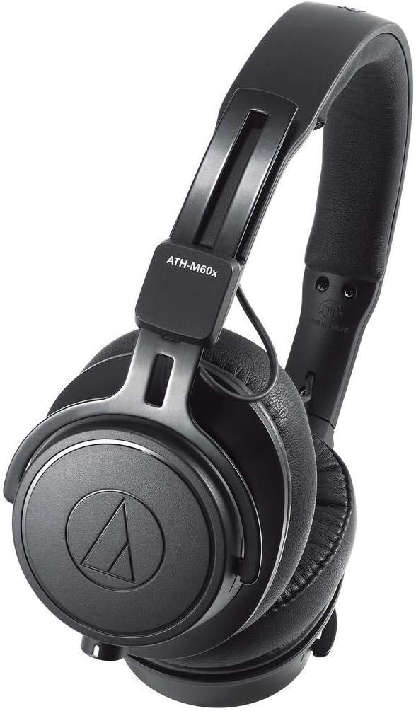 Audio-Technica M Series Remastered ATH-M60x Closed-Back On-Ear Dynamic Monitor Headphones with Detachable Cables, Black