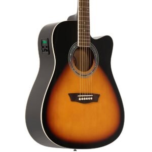 Washburn WA90CE VSB Dreadnought Electro Acoustic Guitar - Vintage Sunburst