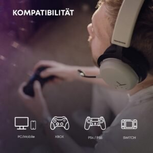 beyerdynamic MMX 200 Wireless Gaming Headset (Black) with Microphone, Wireless Headphones with USB Dongle Suitable for PC, Xbox, Playstation and Nintendo Switch