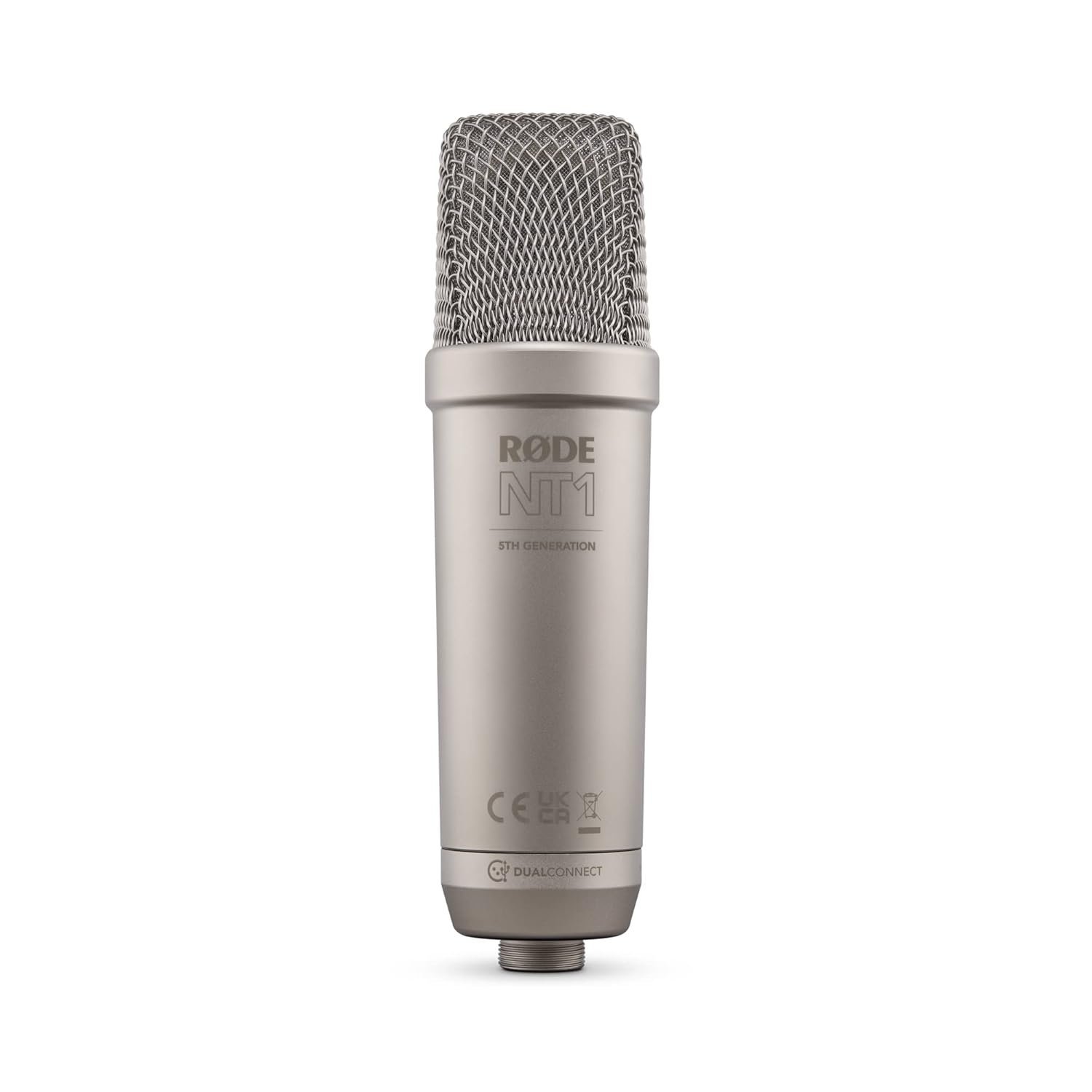 Rode Nt1 5Th Generation Large-Diaphragm Studio Condenser Microphone with XLR and USB Outputs, Shock Mount and Pop Filter for Music Production, Vocal Recording and Podcasting (Silver)