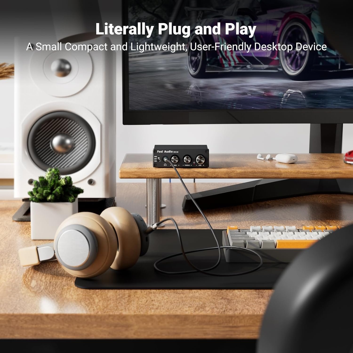 Fosi Audio Q4 Mini DAC & Headphone Amplifier ? 24-Bit/192kHz USB Optical Coaxial to RCA Converter