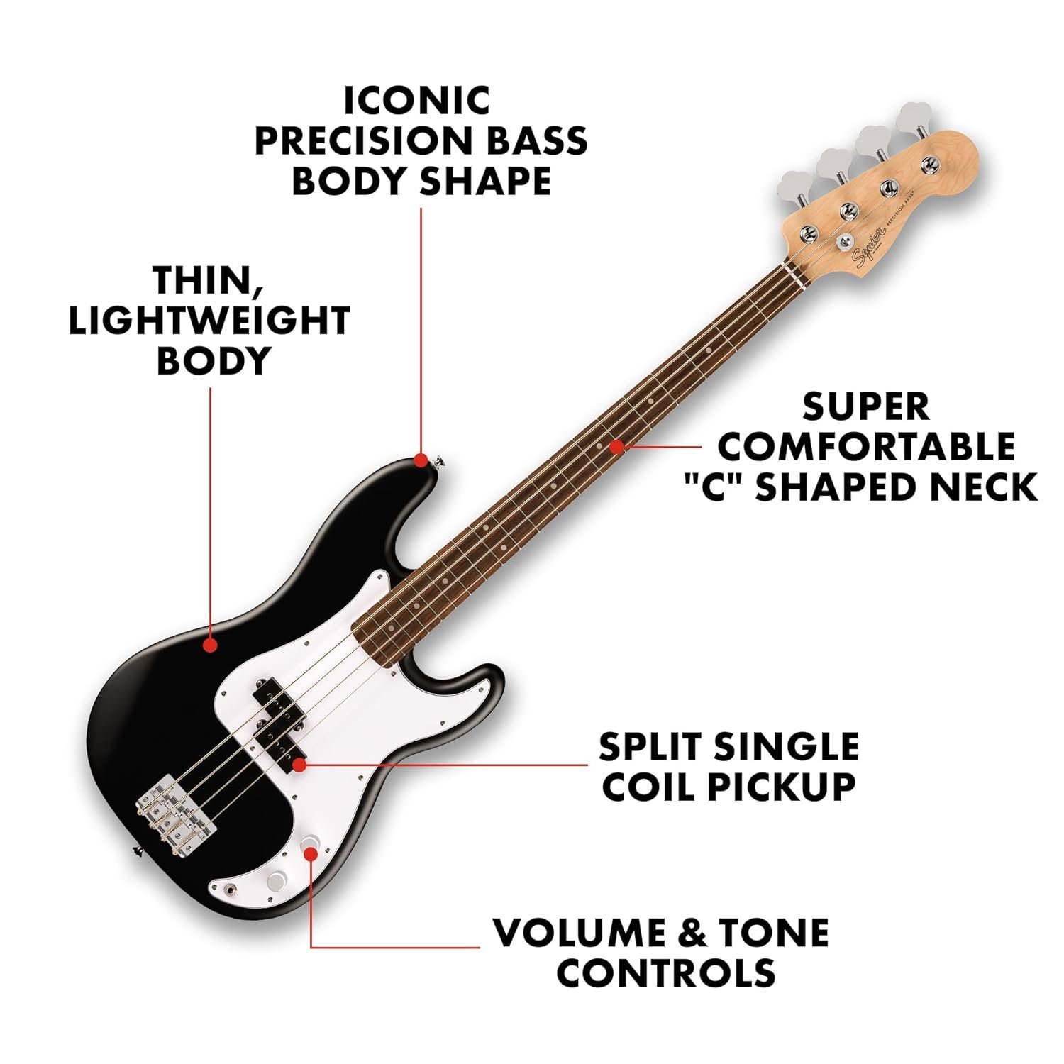 Fender Squier Debut Precision Bass Guitar 0379700506 - Black