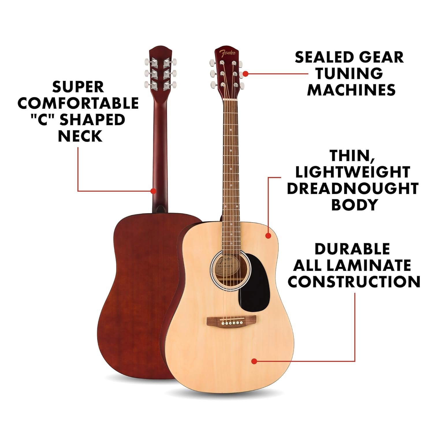 Fender FA25 Dreadnought Acoustic Guitar 0971910021 - Natural