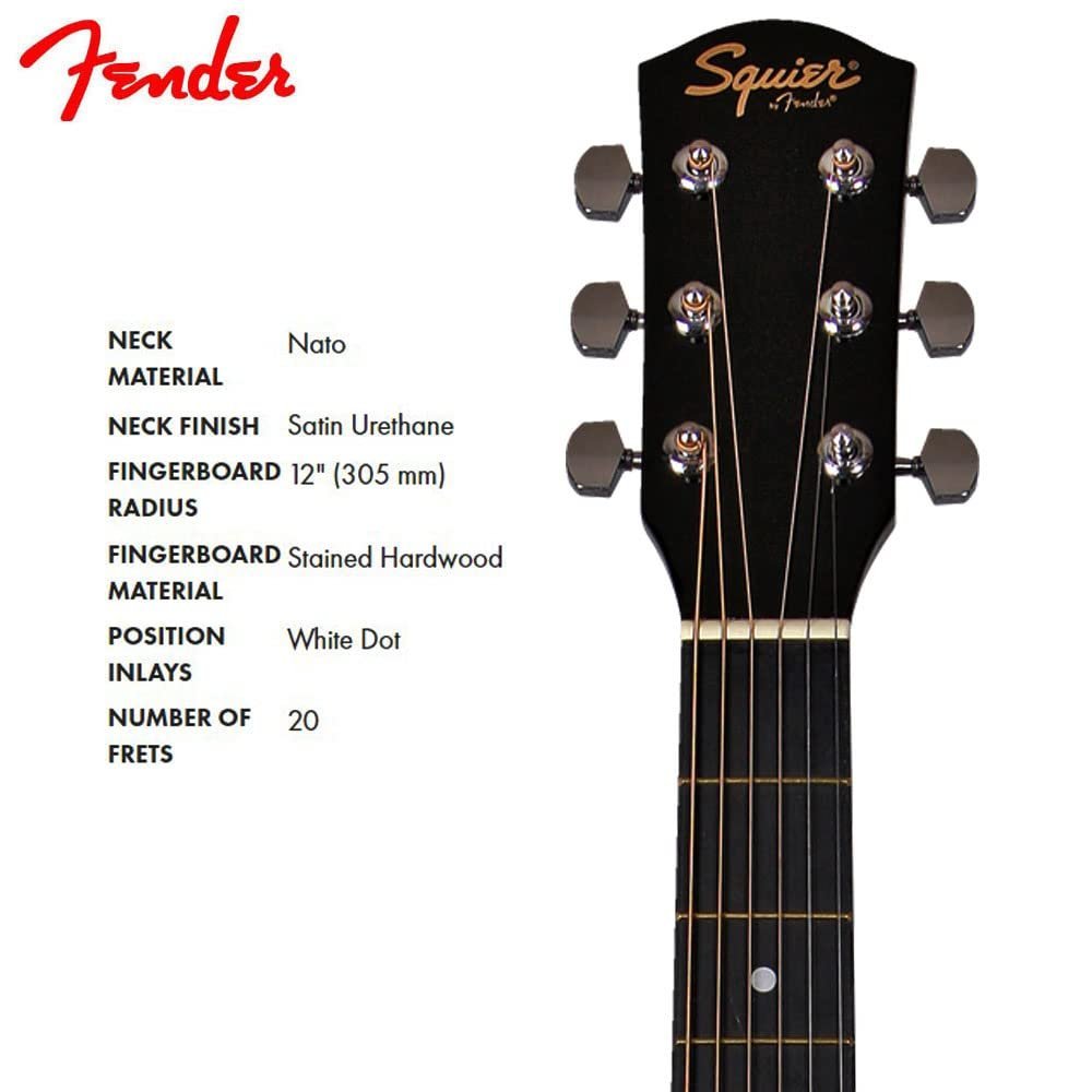 Fender Squier Acoustic Guitar Cutaway Electronics SA-105CE Black 930307006