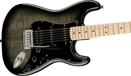 6814b4876478d6583c43abf4ff9766c2485a808767f3ad511f4fe.jpg Fender Squier Affinity Stratocaster FMT HSS Maple Fingerboard Electric Guitar - Black Burst 0378153539