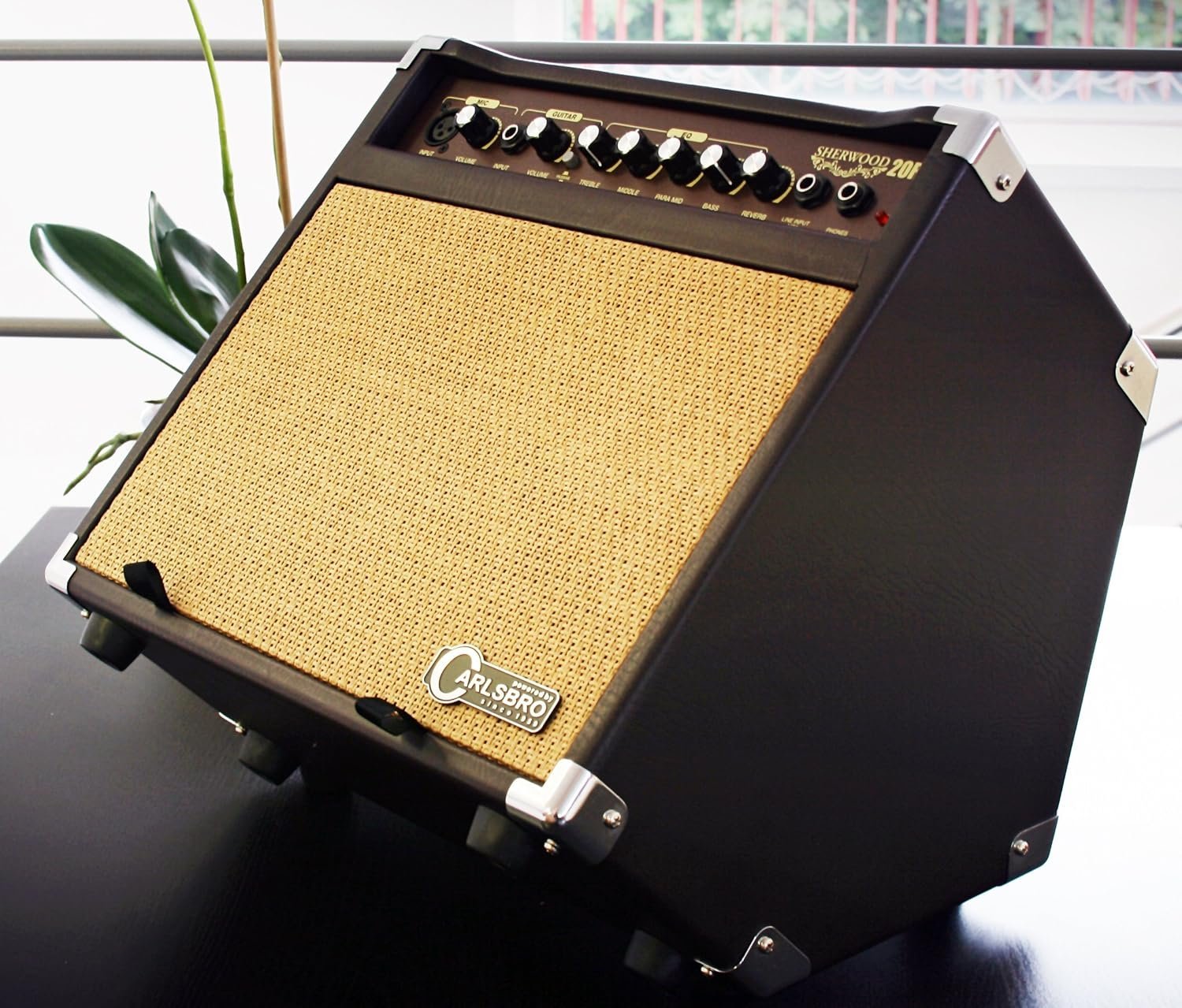 6821daf507c1ca4b9cec8952fafff6ba5809bfed7fad2bffa12eb-1.jpg Carlsbro Sherwood 20R(20watt) Acoustic Guitar Combo Amp Reverb
