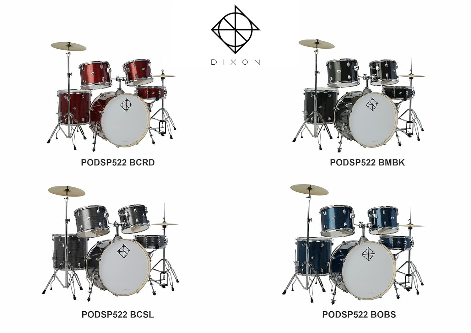 Dixon Drums Spark Standard Series 5 Piece Acoustic Drum Kit with Hardware - Cyclone Red