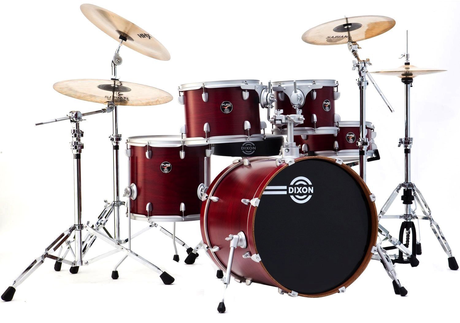 Dixon Fuse PODFS522SSPKSCR 5-Piece Drum Shell Packs, Satin Candy Red