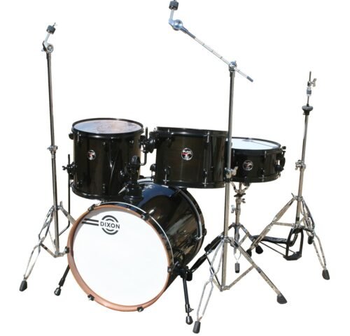 6821de5c817c1d7b2e25b2684028128de12168c119e62f1ab2149.jpg Dixon Fuse PODFS418BKPKSTB 4-Piece Drum Set with Drum Hardware, Gloss See Through Black