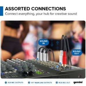 Gemini Sound GEM-12USB Compact 12 Channel Bluetooth Analog Audio Mixer - USB Playback (Black)