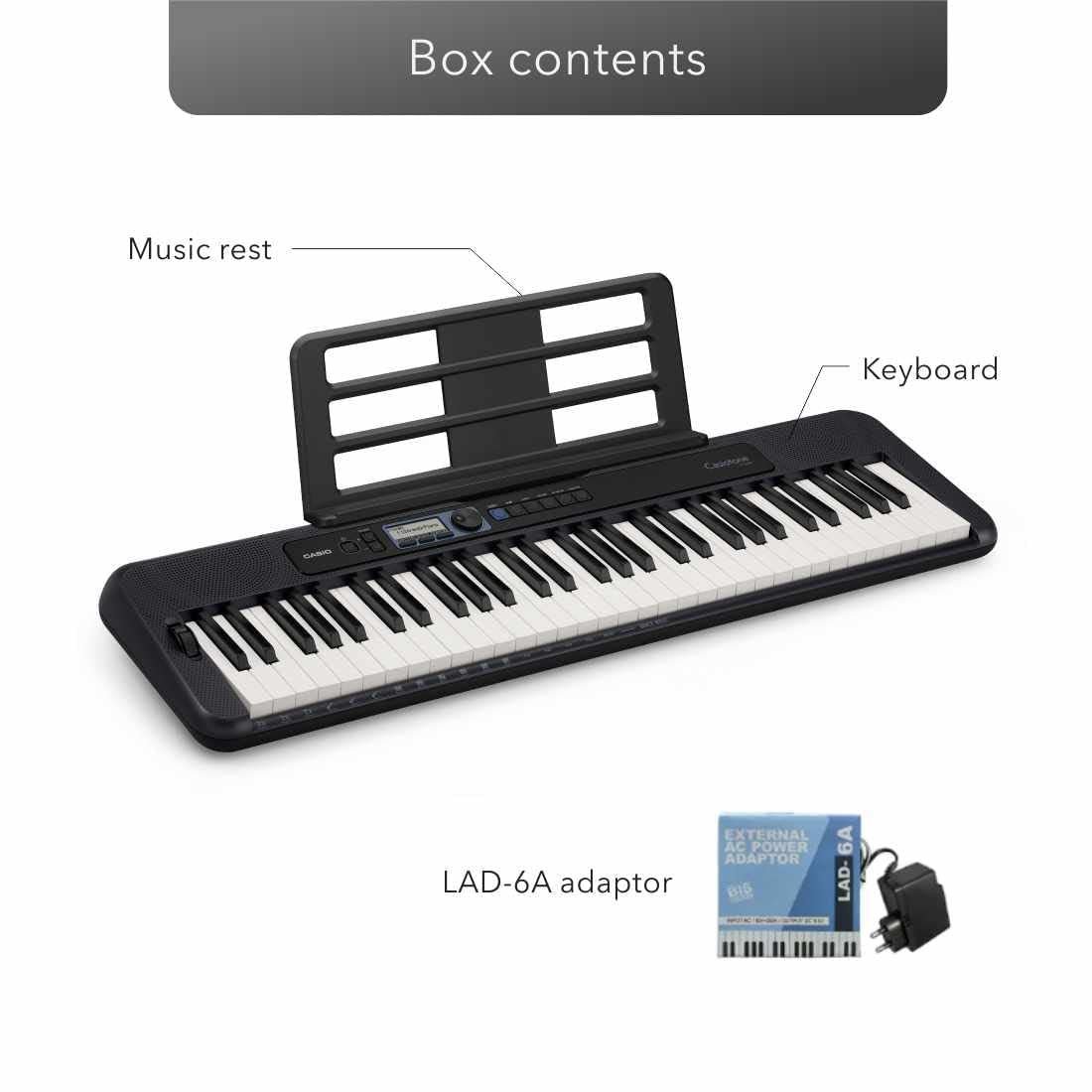 CT-S300BK with AC Adaptor 9.5V Slim Casiotone (S300)