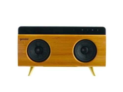 683477efd1f87e8771a41aa3ef6ba0f1ce3a0ca17f4f2deedd998-1.jpg Gemini BRS-230 Modern Bamboo Bluetooth Speaker - 30 Watt - Mic (Bamboo)
