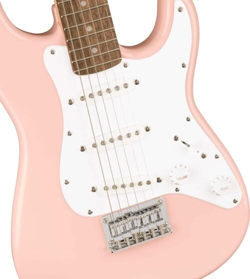 683ad77b3c206d830c6105246019e5bc28f1a711566e92628c667.jpg Fender Squier Mini Stratocaster Indian Laurel Fingerboard Electric Guitar 0370121556 - Shell Pink