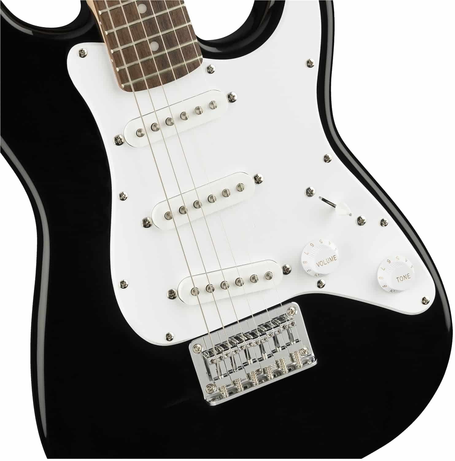 683ad7853b2dbaf0f36b56ec9a31be5fa6b52fbf4f1c750710441.jpg Fender 0370121506 Mini Stratocaster Beginner Electric Guitar - Indian Laurel Fingerboard - Black