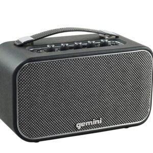 683ee3c0ec387069155c0e48d7c5bbdb801acc0e1fb53580ab6b3.jpg Gemini GTR-300 Retro Bluetooth Wireless Portable 60 Watt Speaker - With Built-In Rechargable Battery Includes Guitar and Microphone Inputs (Black)