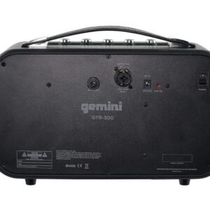 683ee3c5a31b2d7a79447050159a03b65595f3808d1778e7b19de.jpg Gemini GTR-300 Retro Bluetooth Wireless Portable 60 Watt Speaker - With Built-In Rechargable Battery Includes Guitar and Microphone Inputs (Black)