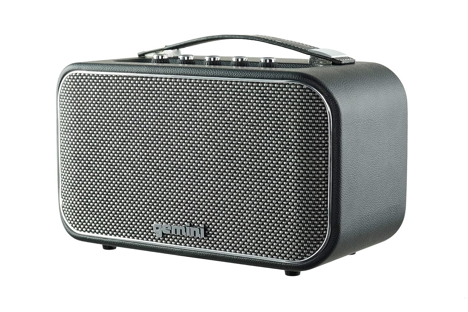 683ee3c92d347f76ef4303d9b74760d57ad382d04936016504ccb.jpg Gemini GTR-300 Retro Bluetooth Wireless Portable 60 Watt Speaker - With Built-In Rechargable Battery Includes Guitar and Microphone Inputs (Black)
