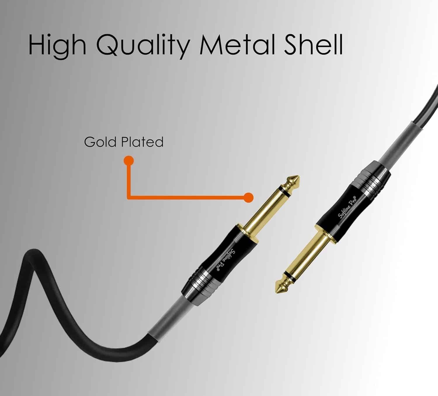 Softline Pro SPJJ300 6.35MM Mono Jack to 6.35MM Mono Jack 10 Ft/3 M Cable,Black