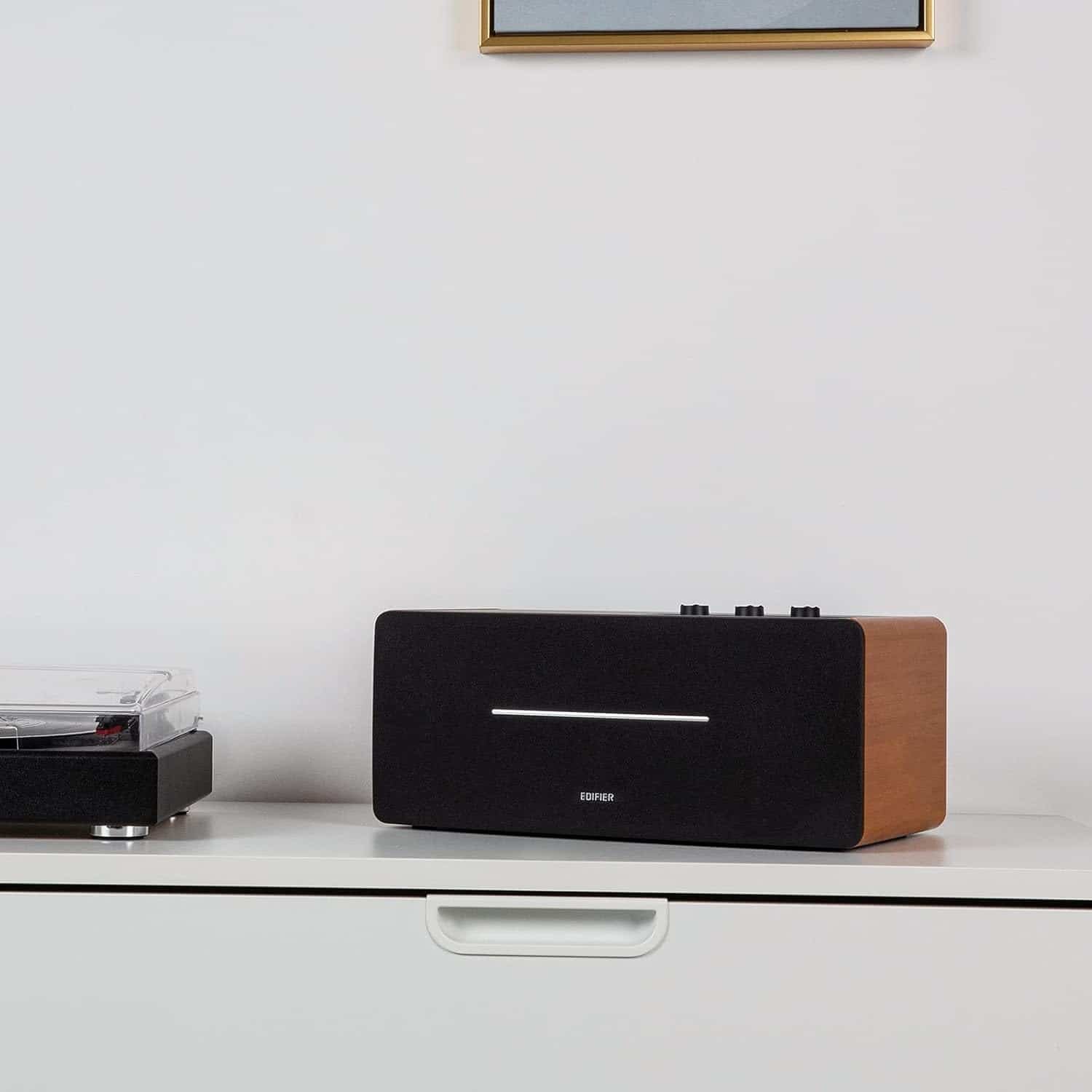 684e97452f97026aac34a58855d3821e6968e8726fc303b235529.jpg Edifier D12 Desktop Stereo Speaker Bluetooth v5.0 70 Watts (Brown)