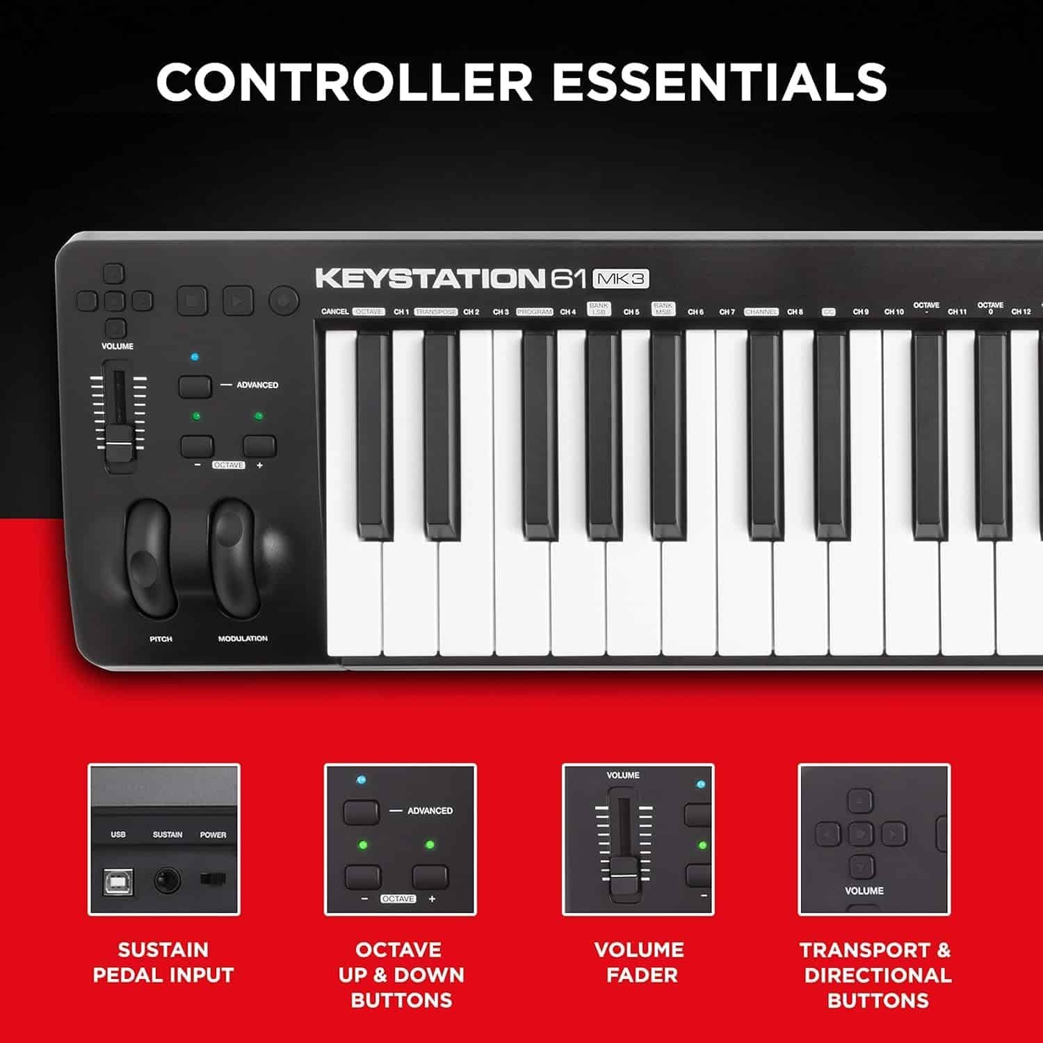 M-Audio Keystation 61 MK3 61-Key USB Midi Controller Keyboard
