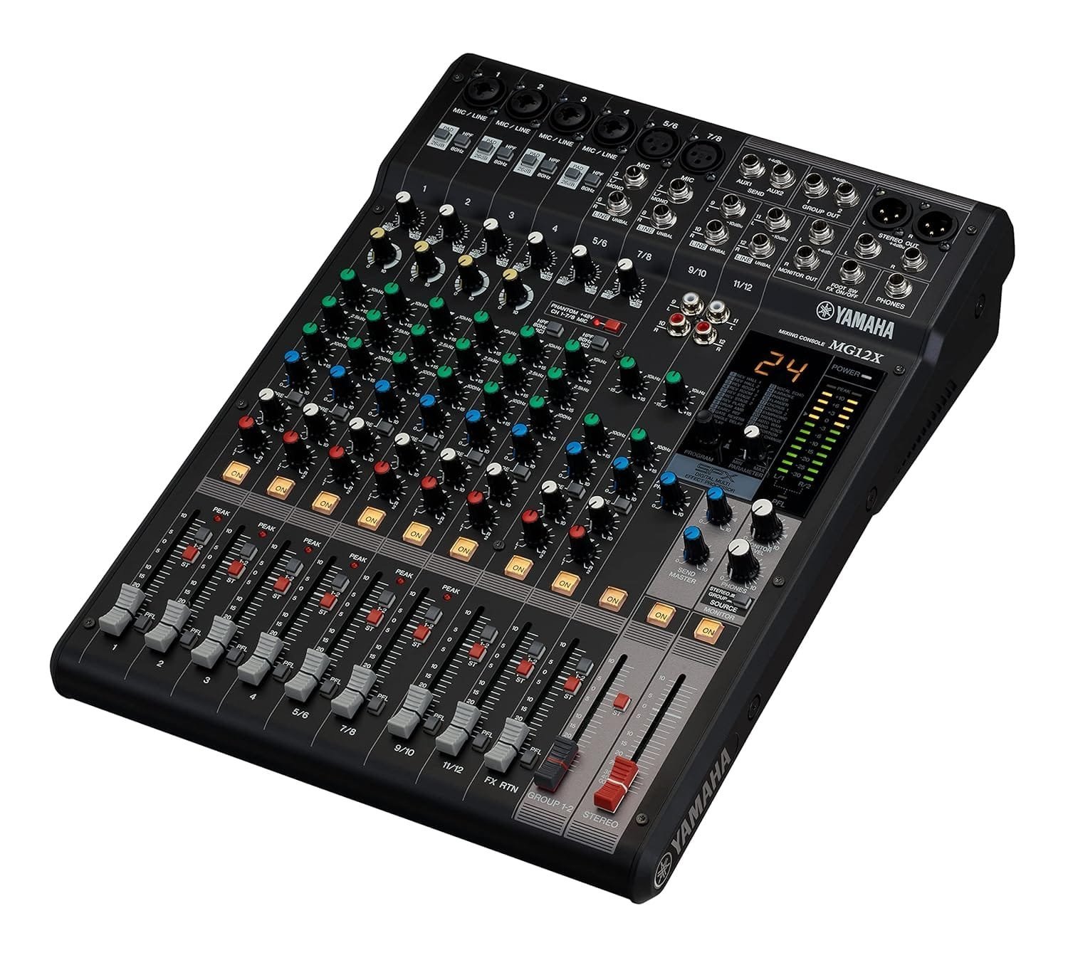 YAMAHA MG12X CV Analog Mixing Console,12-Channel Stereo Mixer, Xlr Connection, With D-Pre Preamps, 24 Effect Programs, And 1-Knob Compressors, Black