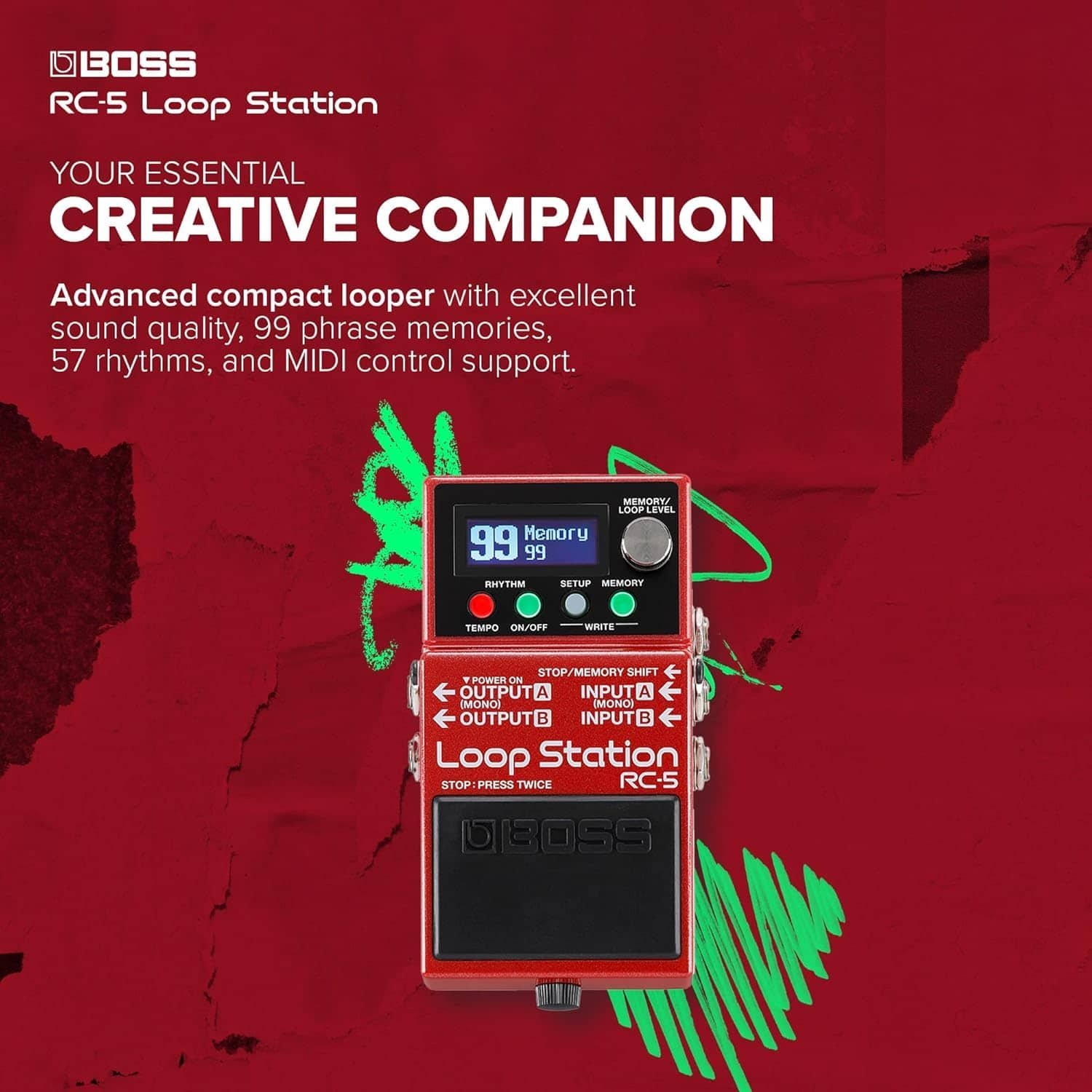 687fdf93a36a576370eb0b2fbc785d87603ec7faca3bc033df2d4.jpg Boss RC-5 Loop Station Pedal