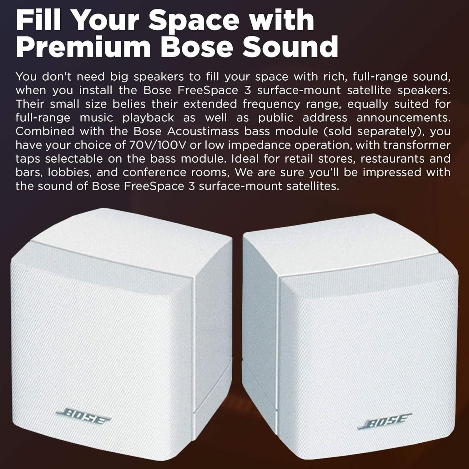 Bose Professional FreeSpace 3 Surface-Mount Satellite Speakers - White Pair