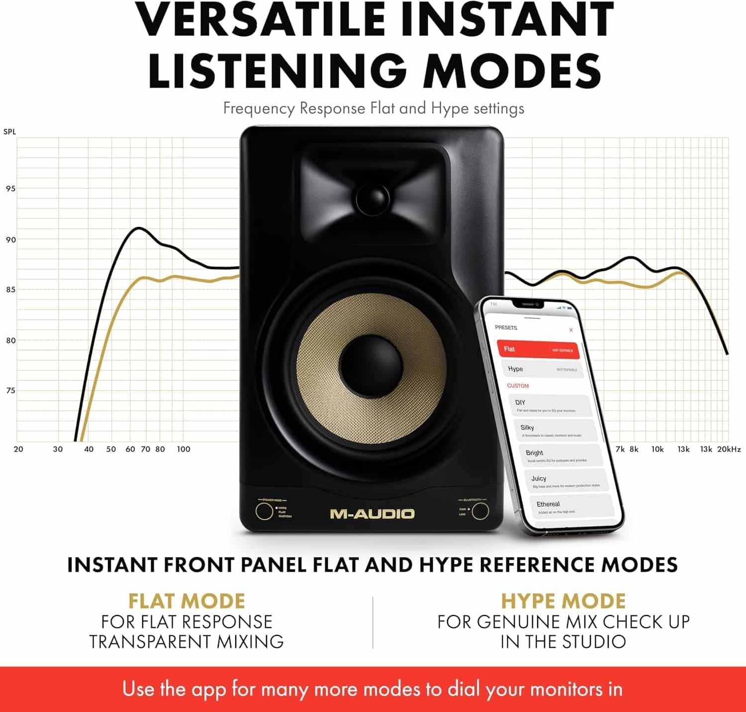M-Audio Forty Eighty 8" 150W Studio Monitor Speaker for Production and Mixing with Precision DSP Crossover, EQ, Control App and Bluetooth