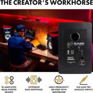 M-Audio Forty Eighty 8" 150W Studio Monitor Speaker for Production and Mixing with Precision DSP Crossover, EQ, Control App and Bluetooth