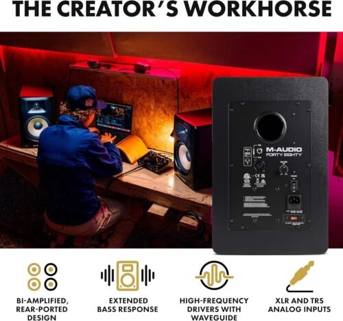 M-Audio Forty Eighty 8" 150W Studio Monitor Speaker for Production and Mixing with Precision DSP Crossover, EQ, Control App and Bluetooth