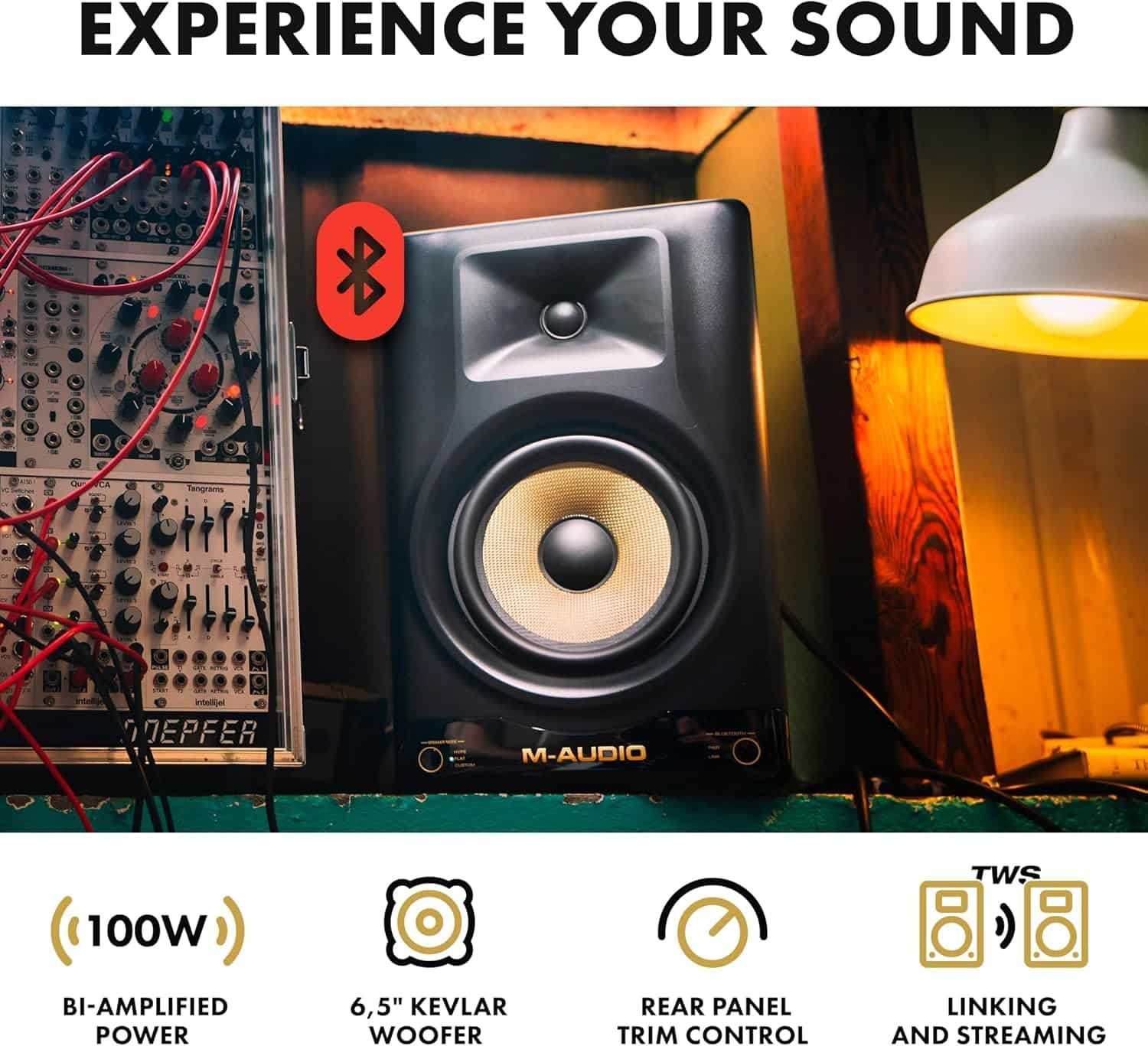 M-Audio Forty Sixty 6.5" 100W Studio Monitor Speaker for Production and Mixing with Precision DSP Crossover, EQ, Control App and Bluetooth