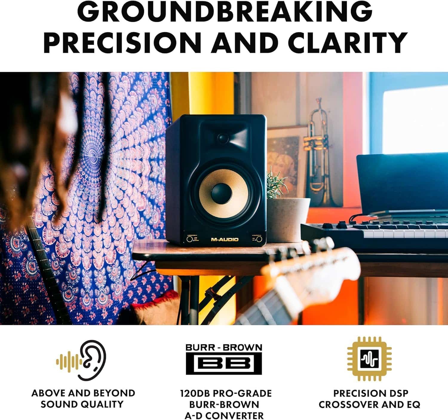 M-Audio Forty Sixty 6.5" 100W Studio Monitor Speaker for Production and Mixing with Precision DSP Crossover, EQ, Control App and Bluetooth