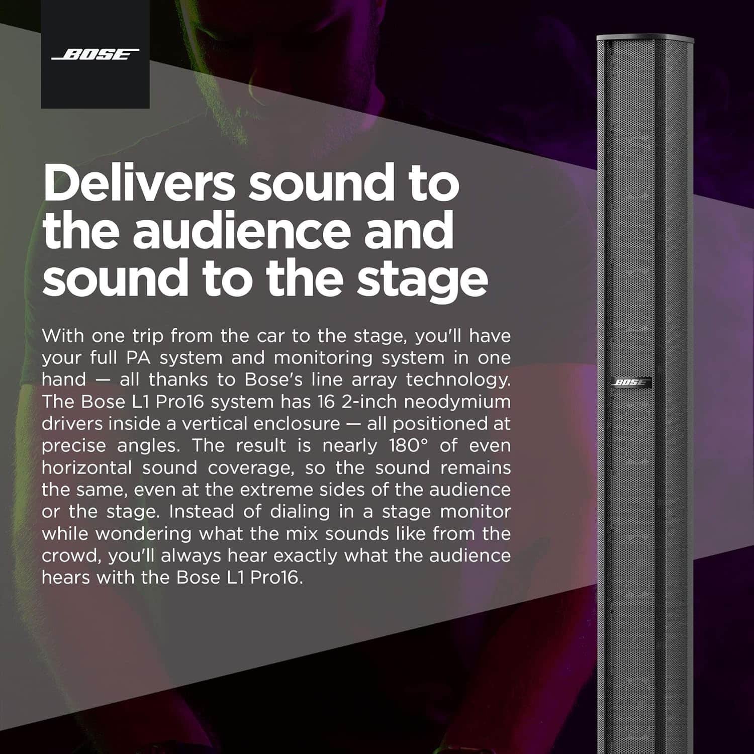 6889cfed7c9afaa5e0388643e16659ac8a2416fdfaaf7e17965a9.jpg Bose L1 Pro16 - Portable PA System, Portable Line Array Speaker with Integrated Bluetooth, Built-in Mixer, and Wireless App Control