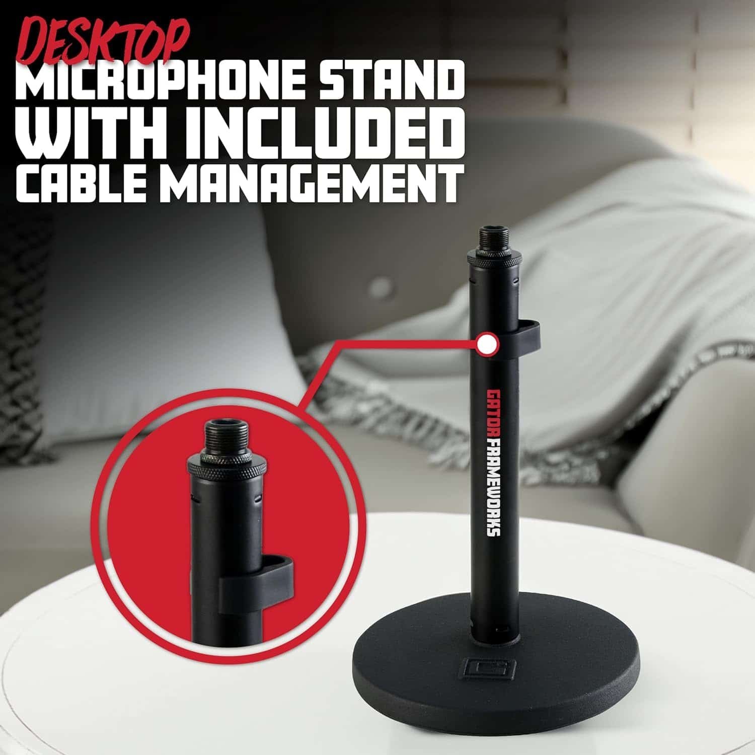 689247fd5788987319f565b06776dab6bb8aba3e0b9170a0aa247.jpg Gator Frameworks GFW-MIC-0600 Weighted Round Based Short Desktop Mic Stand