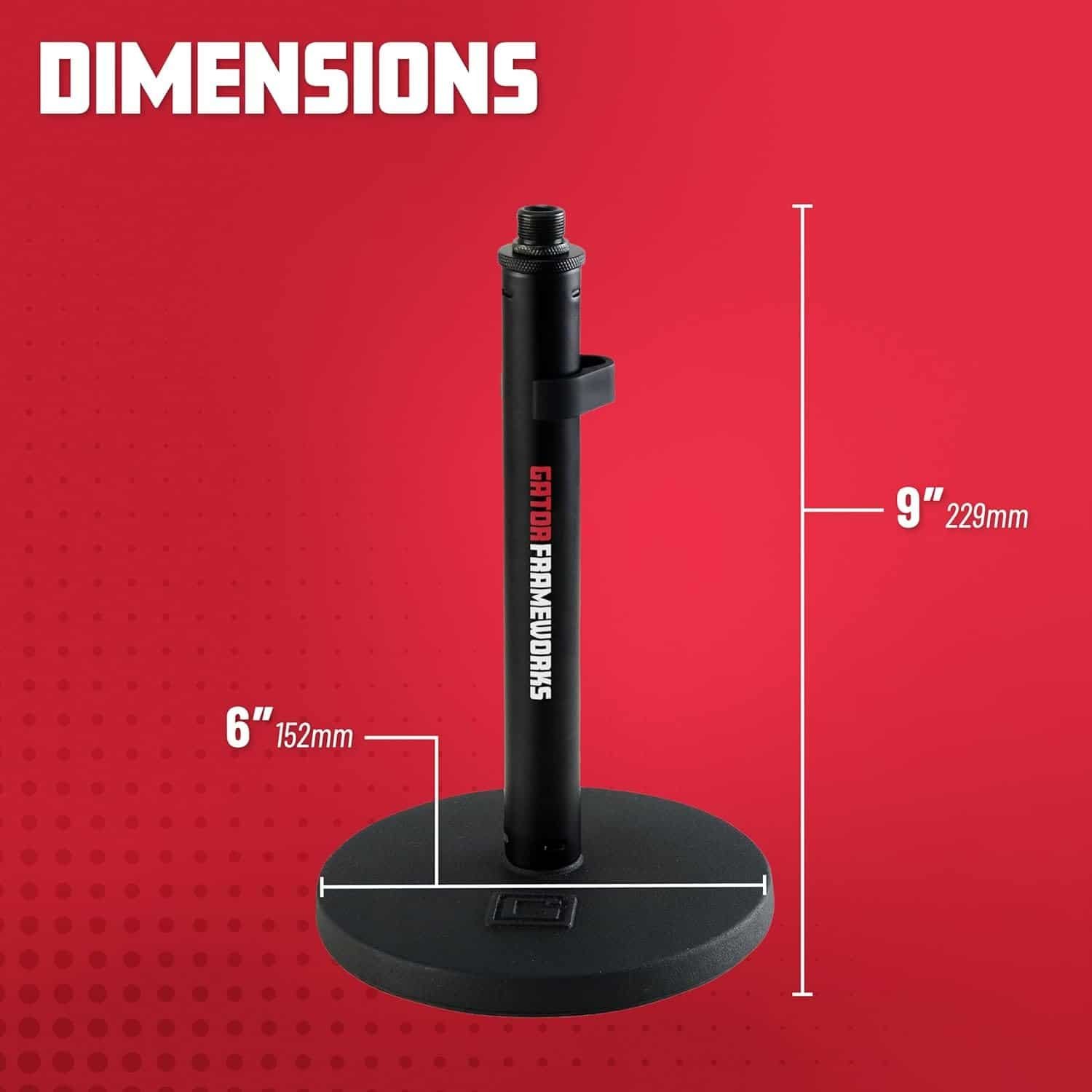 6892480170d8cae88c10a852a7849a5cd6ca60e3ef470026cacf5.jpg Gator Frameworks GFW-MIC-0600 Weighted Round Based Short Desktop Mic Stand