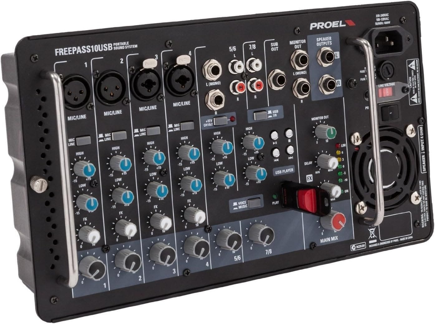 68924a90d451912bfd3030c91065f19eb513fa001ae0e5651b2a5.jpg PROEL FREE PASS 10 USB Portable Audio System