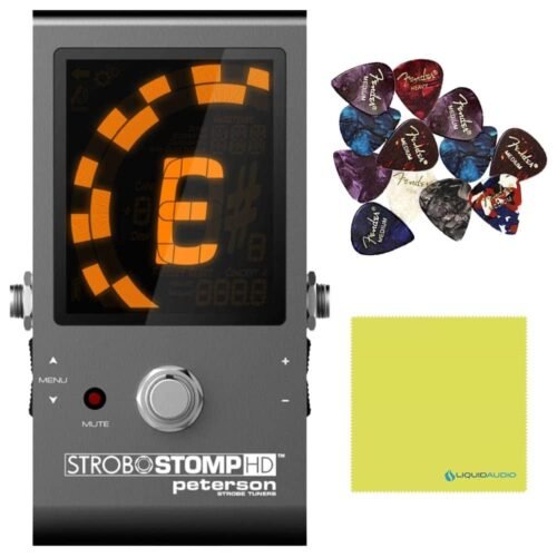 6892f7c2ee9d9d3cea728c6e07f86702b892c4d4076a4b92b4270.jpg Peterson Tuners SS-HD StroboStomp Bundle HD Guitar & Bass Pedal w/ 12x Picks & Liquid Audio Polishing Cloth True Strobe 0.1 Cent Accuracy
