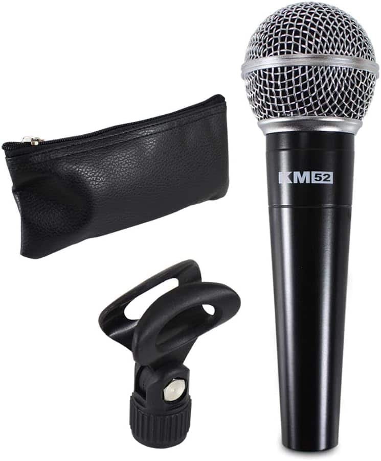 Studiomaster KM52 Wired Balanced Microphone 5m Cable Stand Clip Protective Case