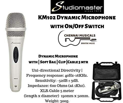 689468993263f482249df04d22984c492a4b846a9059b88c7e5c2.jpg STUDIOMASTER (UK ORIGINAL) KM102 MICROPHONE with Case holder 5meter cable