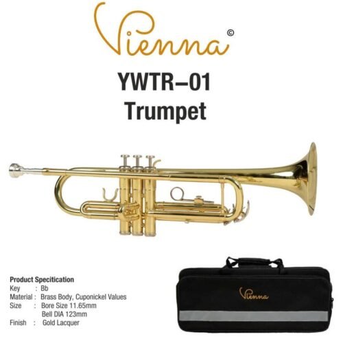 68947bff28e28cb8461746334c6adbc9a67a903b53650d7315a21.jpg Vienna YWTR-01 Trumpet Bb Scale Gold Lacquer Sold By ChennaiMusicals
