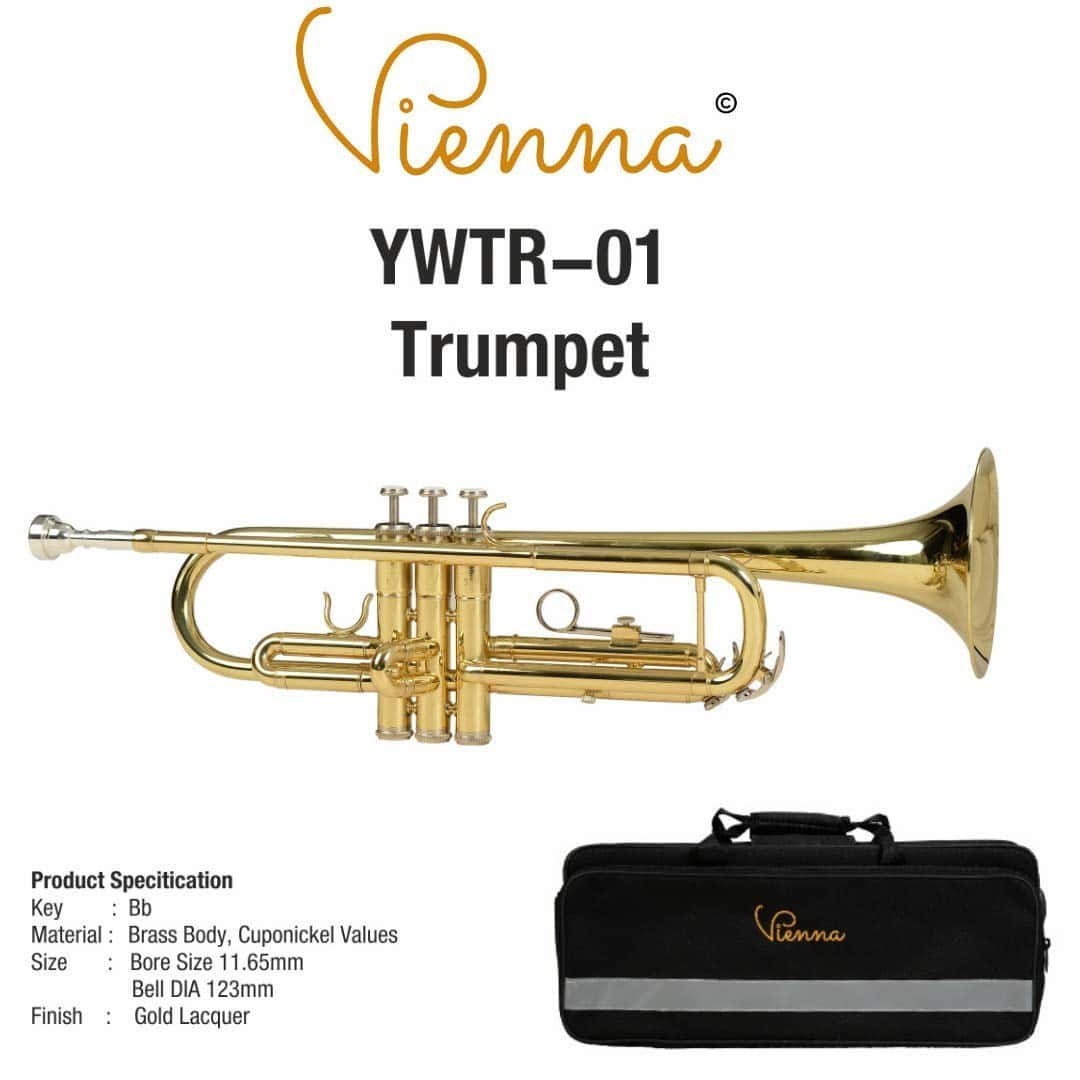 Vienna YWTR-01 Trumpet Bb Scale Gold Lacquer Sold By ChennaiMusicals