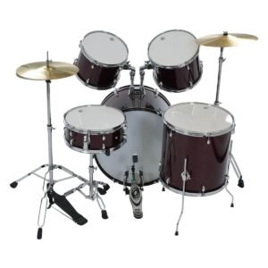 68947e214a991e931ec1c106eebebd98c748ec074f9417c0c5281.jpg Havana 104-5WR 5-Piece Junior Acoustic Drum Kit With Hardware- Wine Red