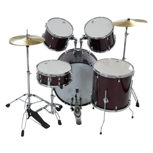 68947e214a991e931ec1c106eebebd98c748ec074f9417c0c5281.jpg Havana 104-5WR 5-Piece Junior Acoustic Drum Kit With Hardware- Wine Red