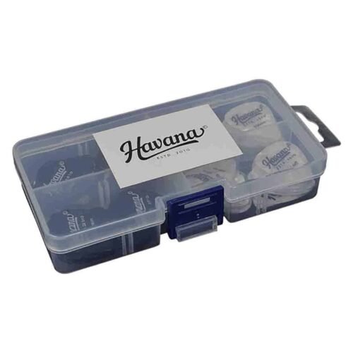 68947e78625ca6ba95857486b8a33be7bb0ba8312f2b04f418eef.jpg HAVANA Pick Box with Celluloid Teardrop Picks (100PCs)