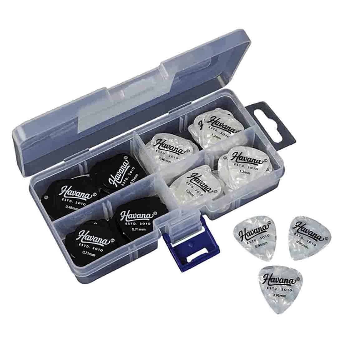 68947e7a6a1c6b545eca0b0b1525635fd61876a5110b344ead809.jpg HAVANA Pick Box with Celluloid Teardrop Picks (100PCs)