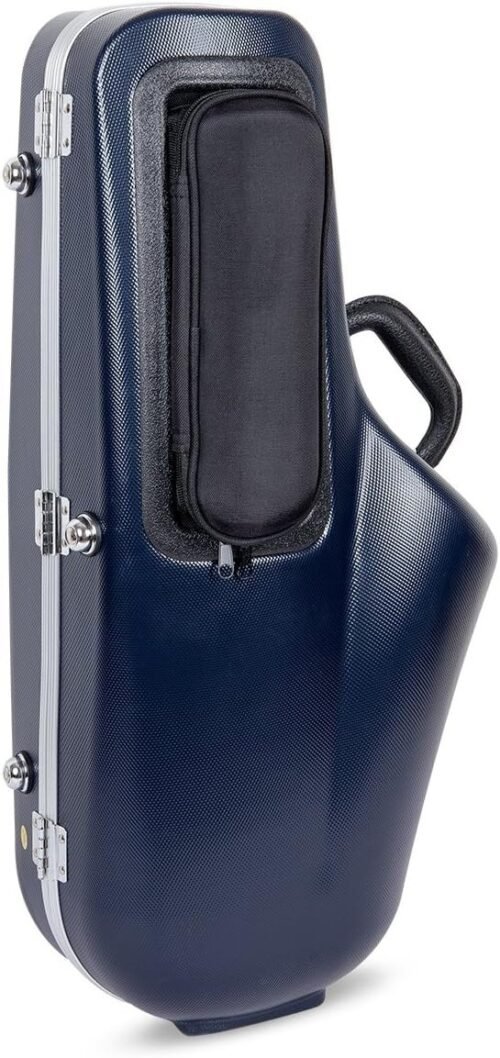 Crossrock CRA862ASBL ABS Alto Saxophone Hard Case with Removable Shoulder Strap, Accessory Pocket, Locking Latch (Blue)